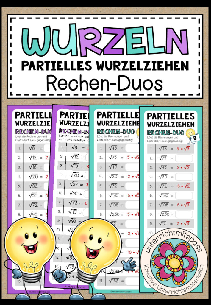 WURZELN (partielles Wurzelziehen) – 3 Rechen-Duos