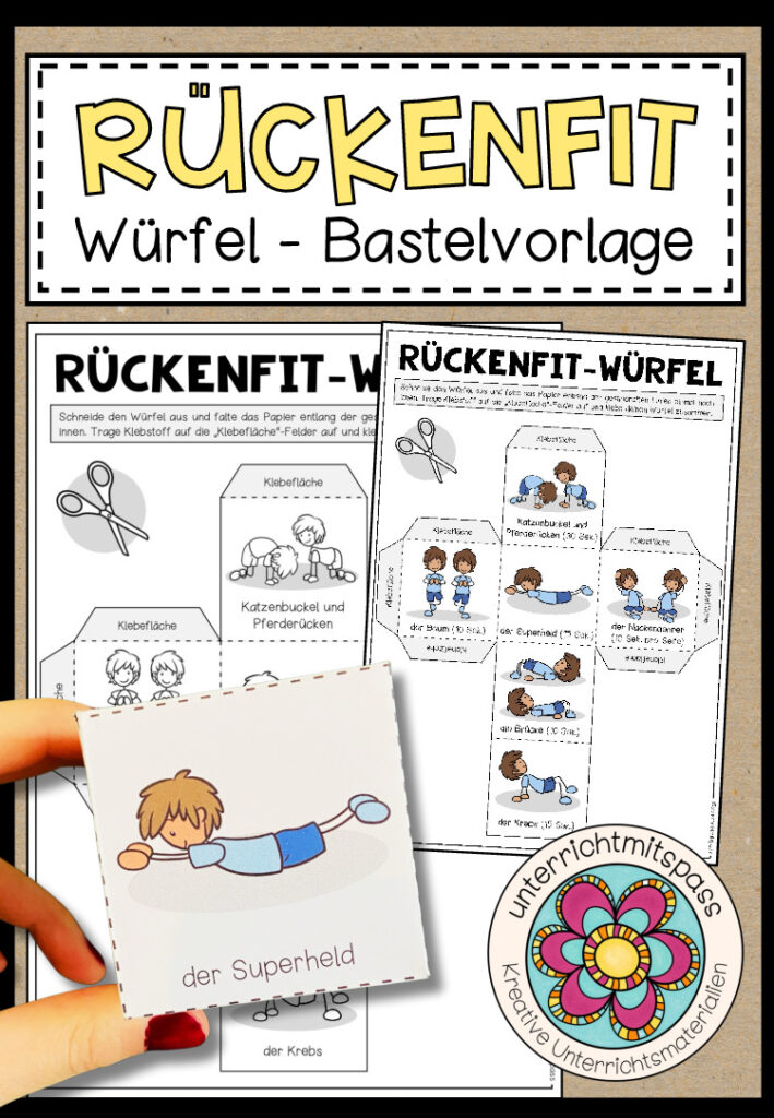 RÜCKENFIT – Würfel Bastelvorlage