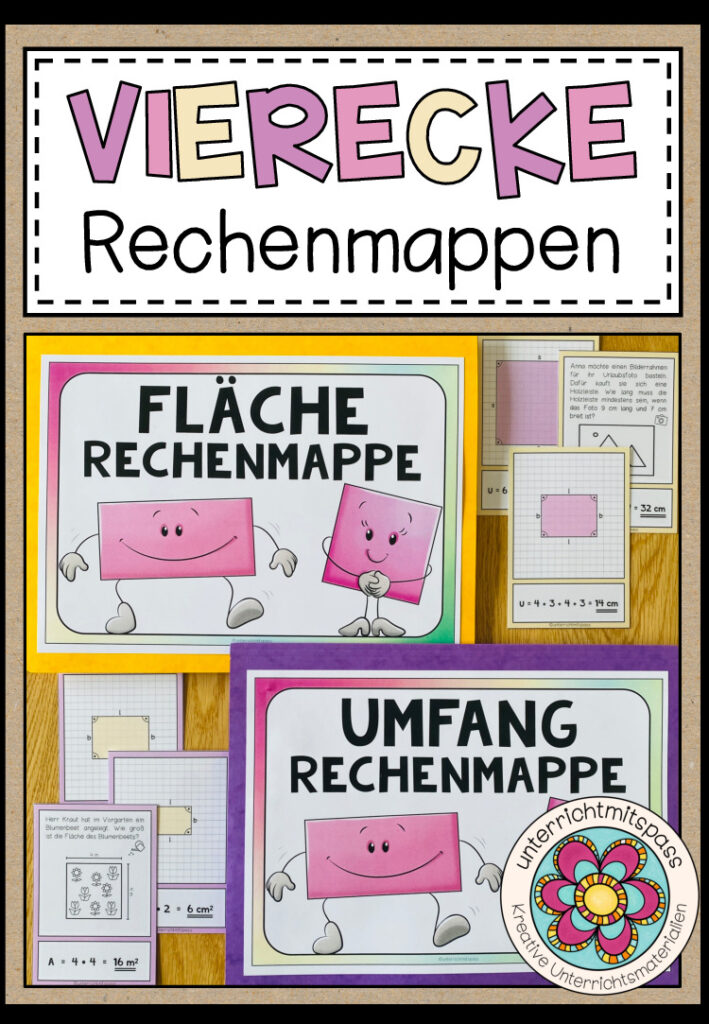 RECHENMAPPEN (für die Grundschule) – Umfang und Fläche von Vierecken