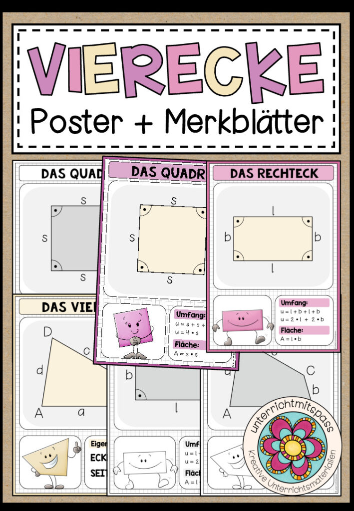 VIERECKE (für die Grundschule) – Poster + Merkblätter