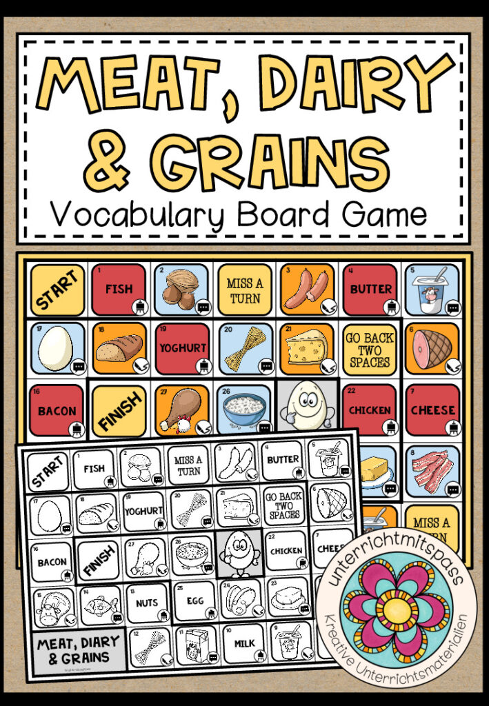 Dairy Products, Meat & Grains – Vocabulary Board Game