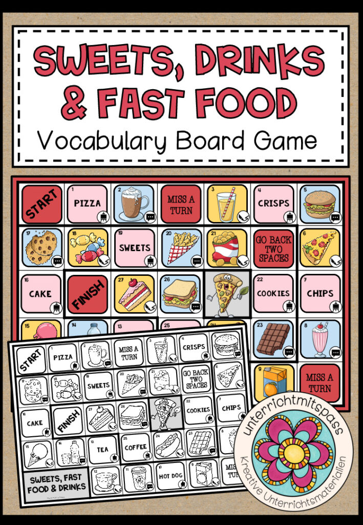 Fast Food, Drinks & Sweets – Vocabulary Board Game
