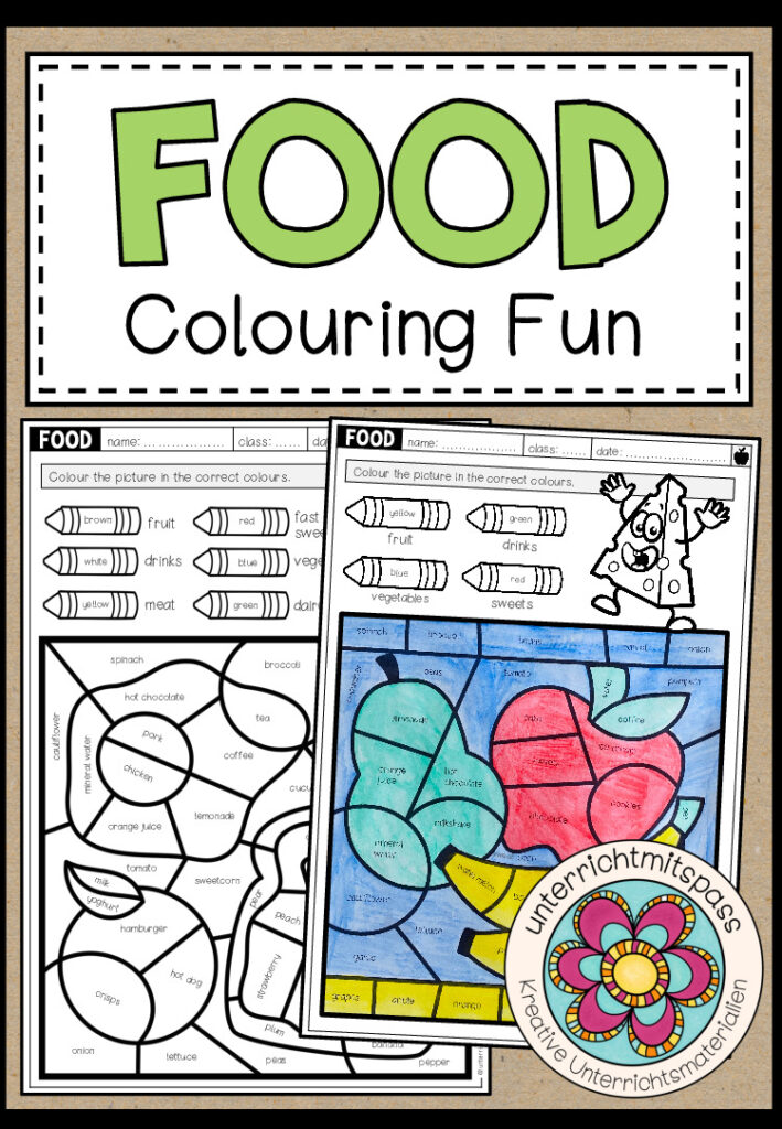FOOD – Colouring Fun (2 Arbeitsblätter)