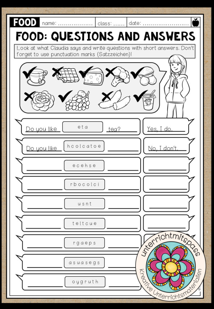 Food – Questions and Answers (2 Worksheets)