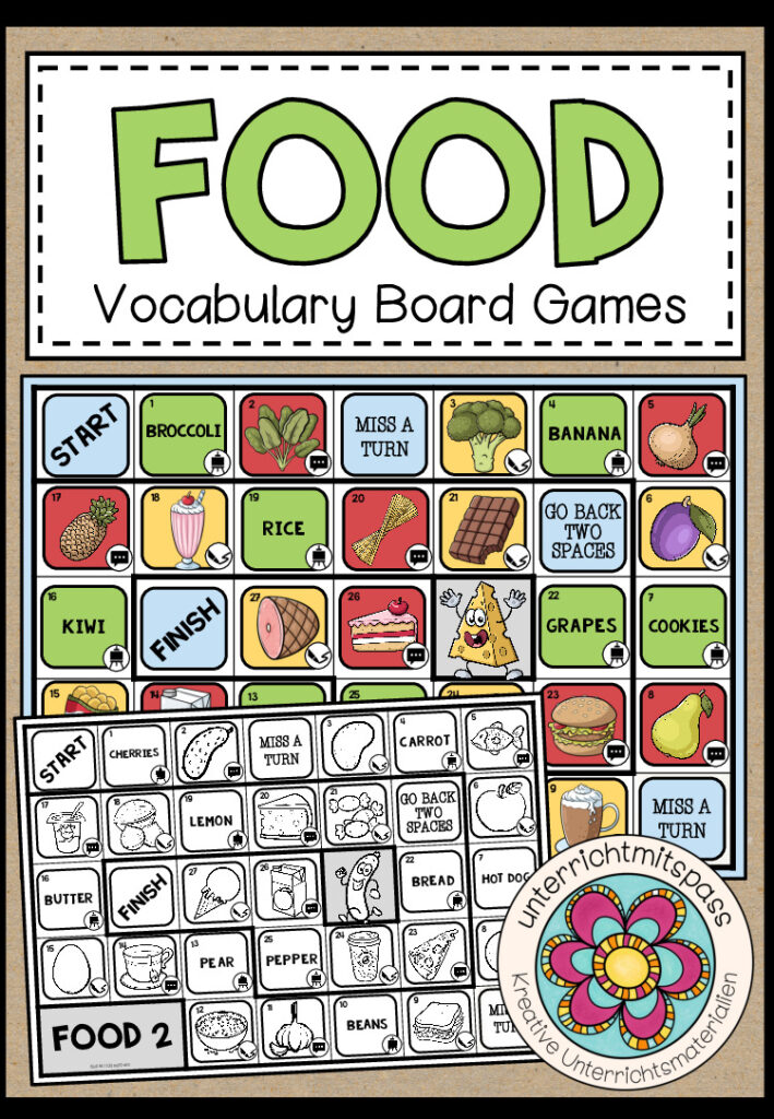FOOD – Vocabulary Board Games (3 Spiele)