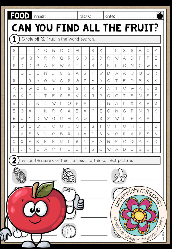 Fruit – Word Search