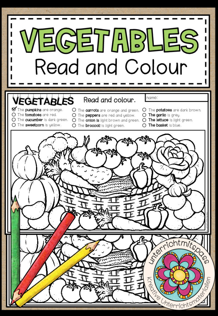 VEGETABLES – Read and Colour (2-fach differenziert)