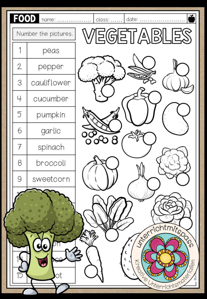 Vegetables – Vocabulary Worksheet (3-fach differenziert)