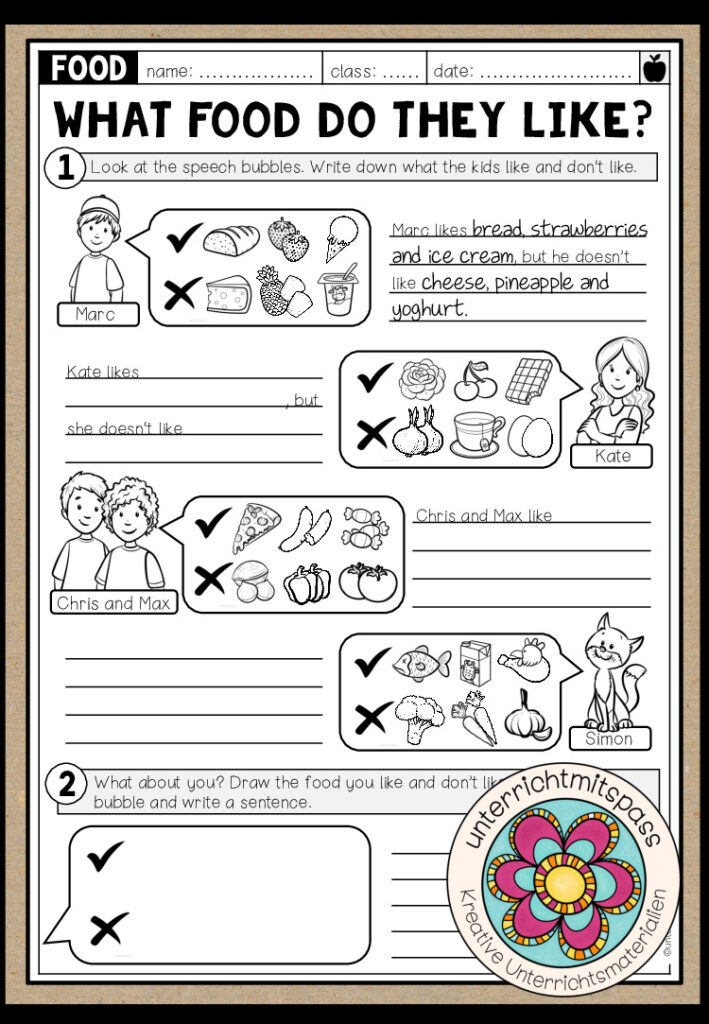 What do they like? (Food) – Worksheet