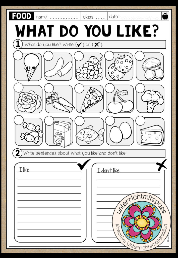 What do you like? (Food) – Worksheet (2-fach differenziert)