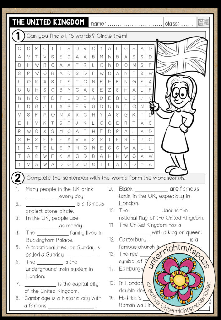 THE UNITED KINGDOM – Wordsearch