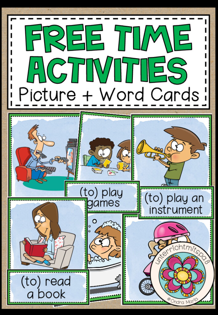 FREE TIME ACTIVITIES – Picture + Word Cards (Hobbies)