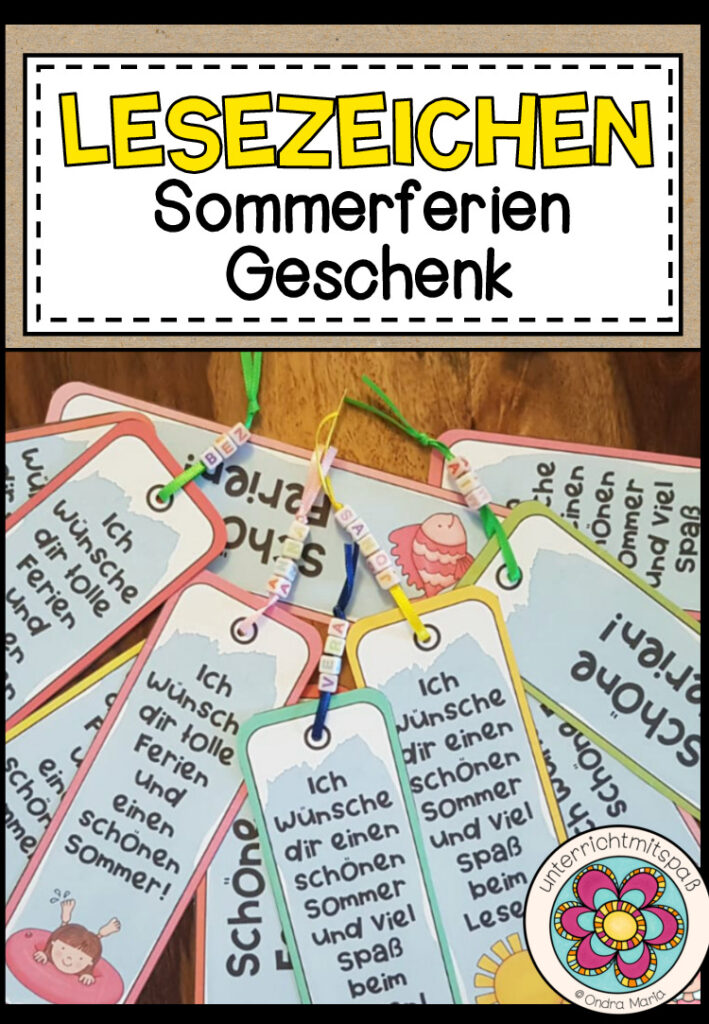 Lesezeichen Sommerferien (Abschiedsgeschenk/Feriengeschenk)