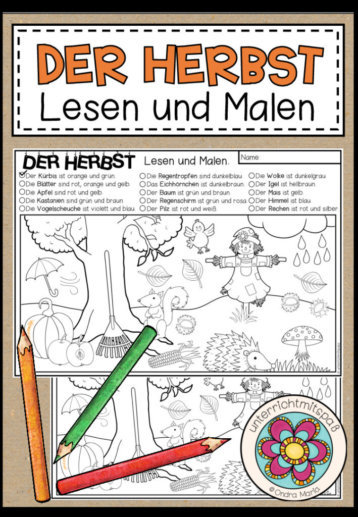 DER HERBST – Lesen und Malen (2-fach differenziert)