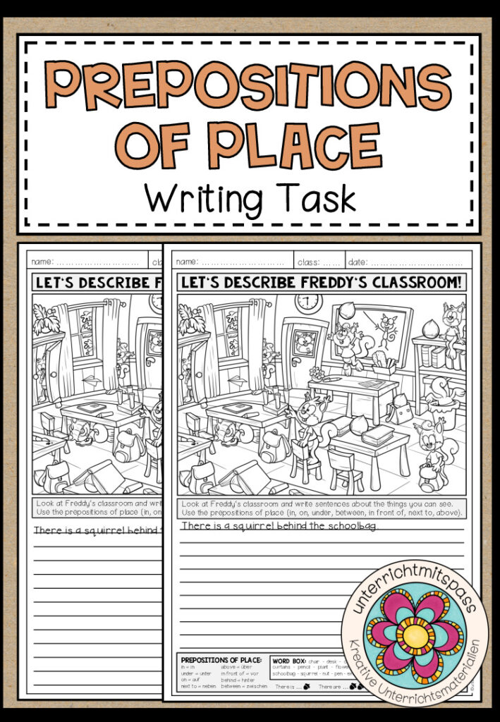 PREPOSITIONS OF PLACE – Writing Task (2-fach differenziert)
