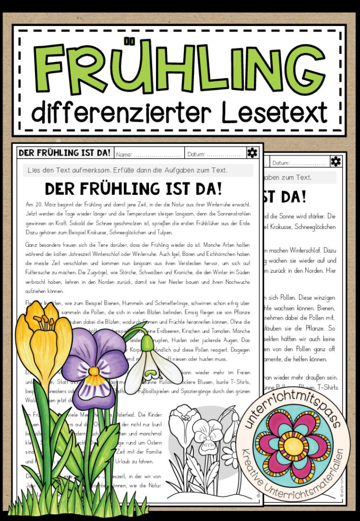 Der Frühling ist da! – Lesetext + Aufgaben (2-fach differenziert)