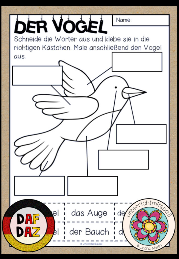 FRÜHLING – Arbeitsblatt: Der Vogel (DAF/DAZ)
