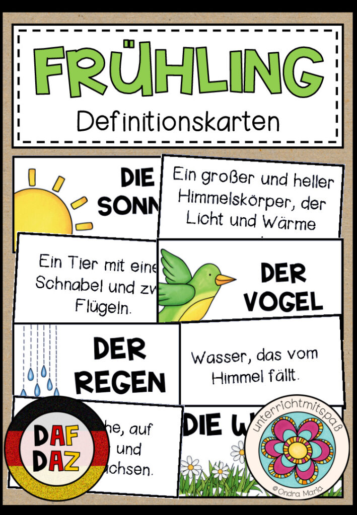 FRÜHLING – Definitionskarten (DAF/DAZ)