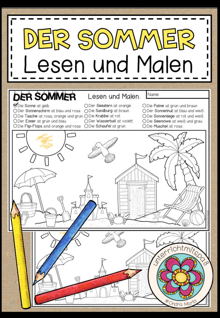 DER SOMMER – Lesen und Malen (2-fach differenziert)