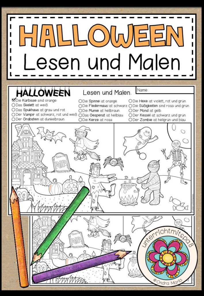 HALLOWEEN – Lesen und Malen (2-fach differenziert)
