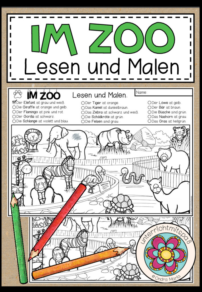 IM ZOO – Lesen und Malen (2-fach differenziert)