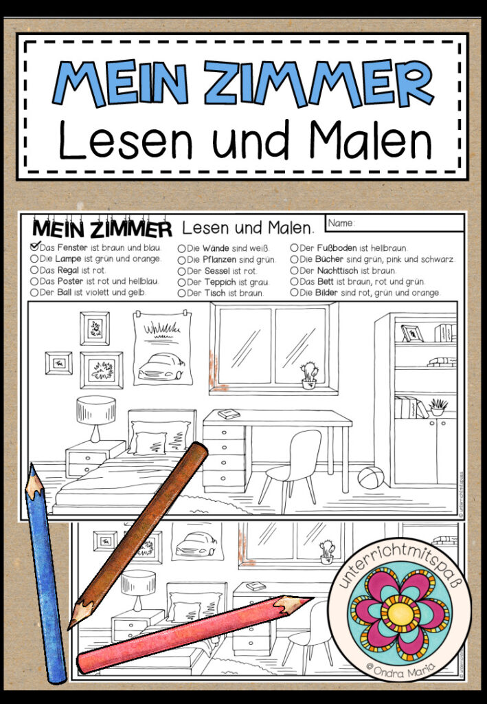 MEIN ZIMMER – Lesen und Malen (2-fach differenziert)