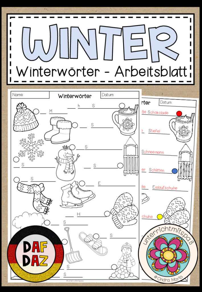 Winterwörter – Arbeitsblatt (DAF/DAZ)