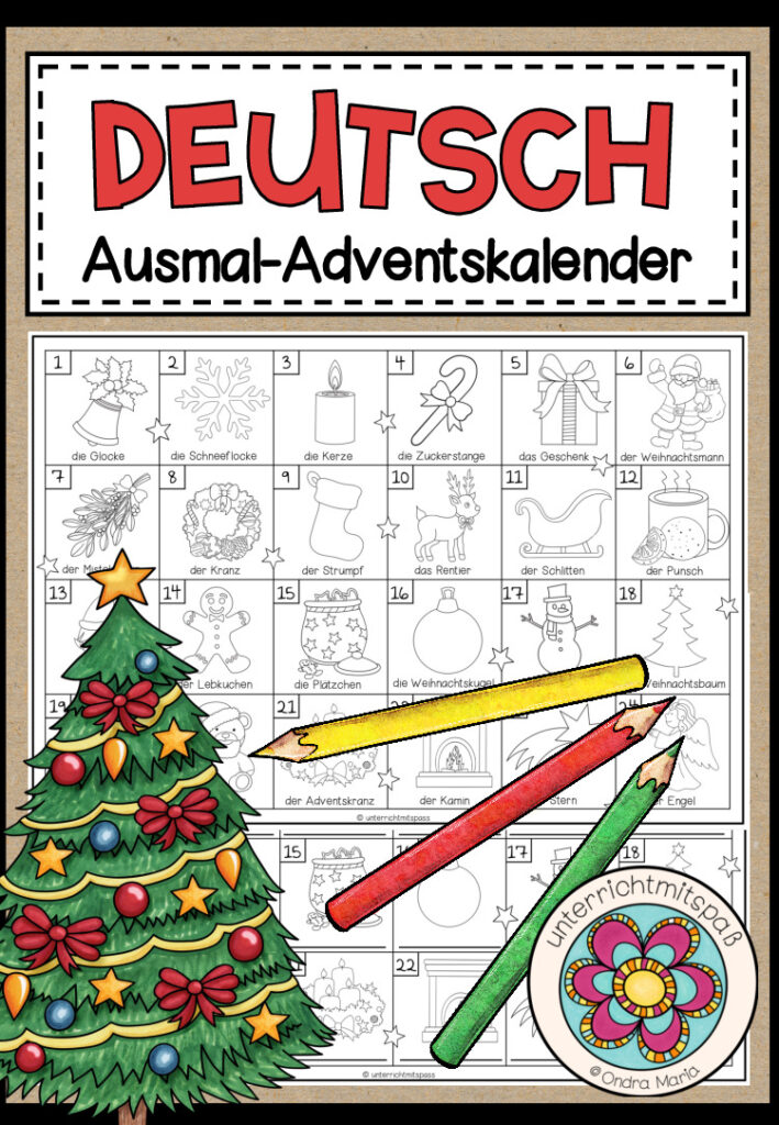 Adventskalender zum Ausmalen (Deutsch)