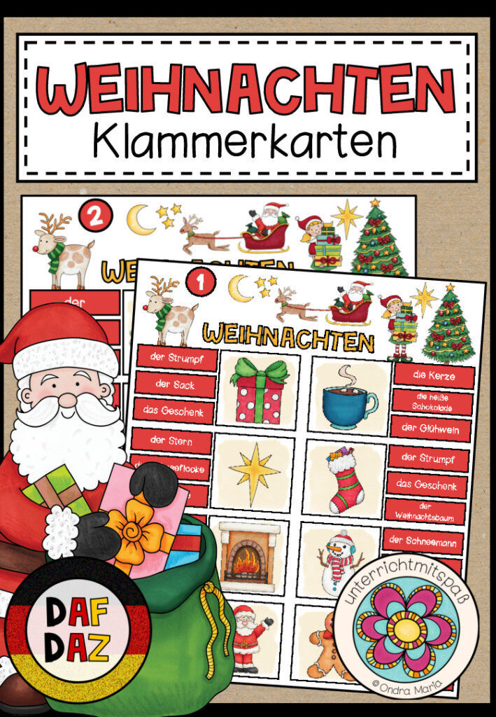 WEIHNACHTEN – Klammerkarten (3-fach differenziert) DAF/DAZ