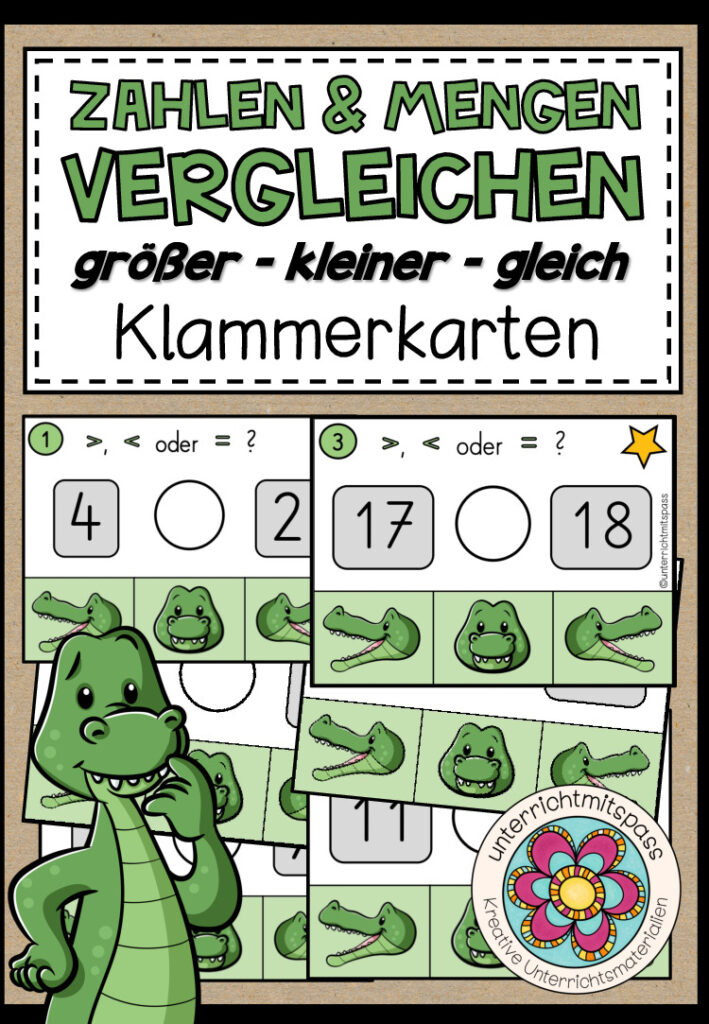 GRÖßER / KLEINER / GLEICH – Klammerkarten