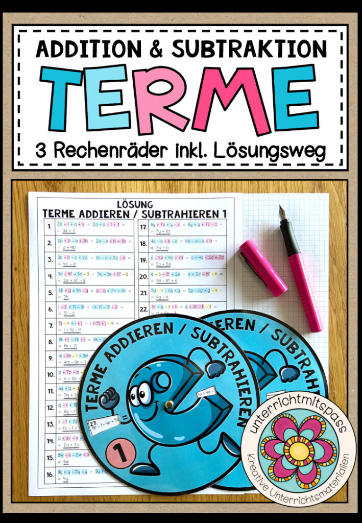 TERME (ohne Potenzen) – Addition & Subtraktion (Rechenräder)