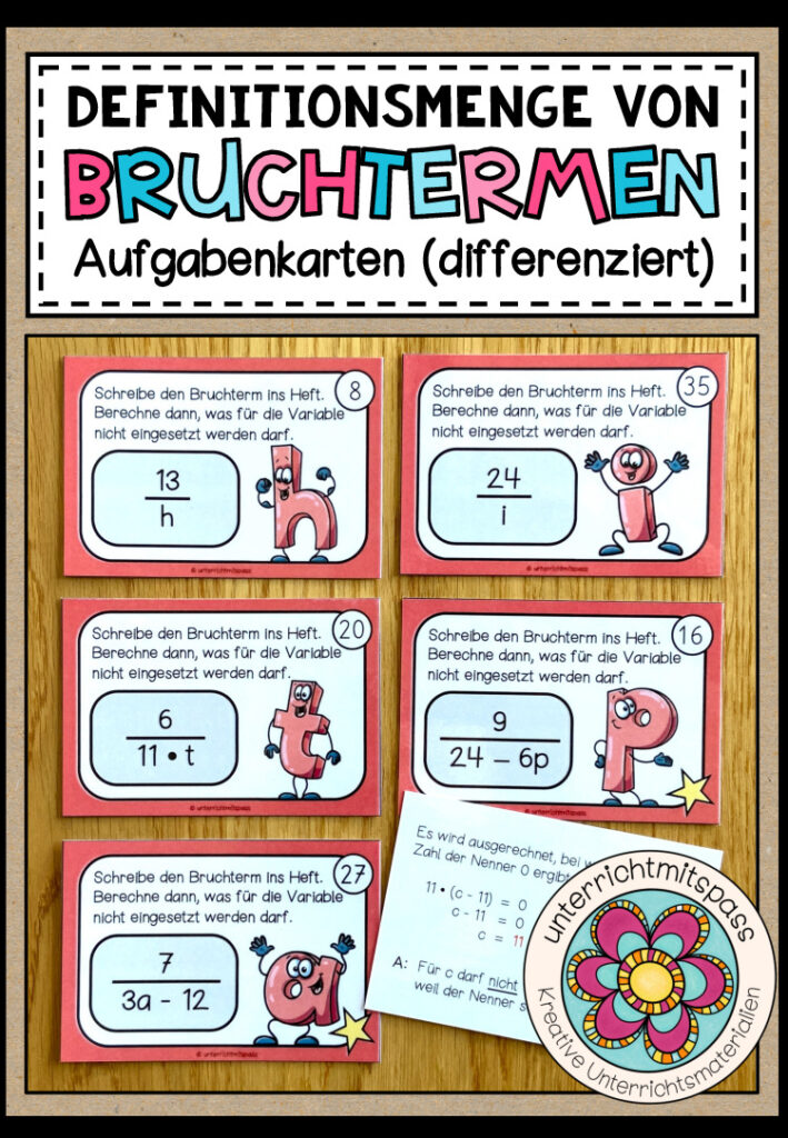 TERME (ohne Potenzen) – Bruchterme (72 Aufgabenkarten)
