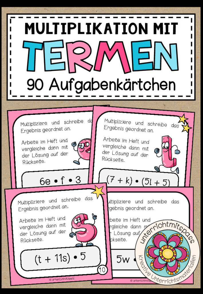 TERME (ohne Potenzen) – Multiplikation (90 Aufgabenkärtchen)