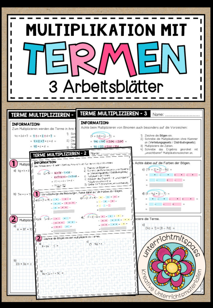 TERME (ohne Potenzen) – Multiplikation (Arbeitsblätter)