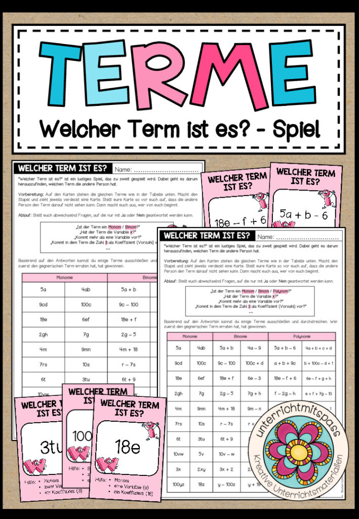 TERME (ohne Potenzen) – Welcher Term ist es? (Spiel)