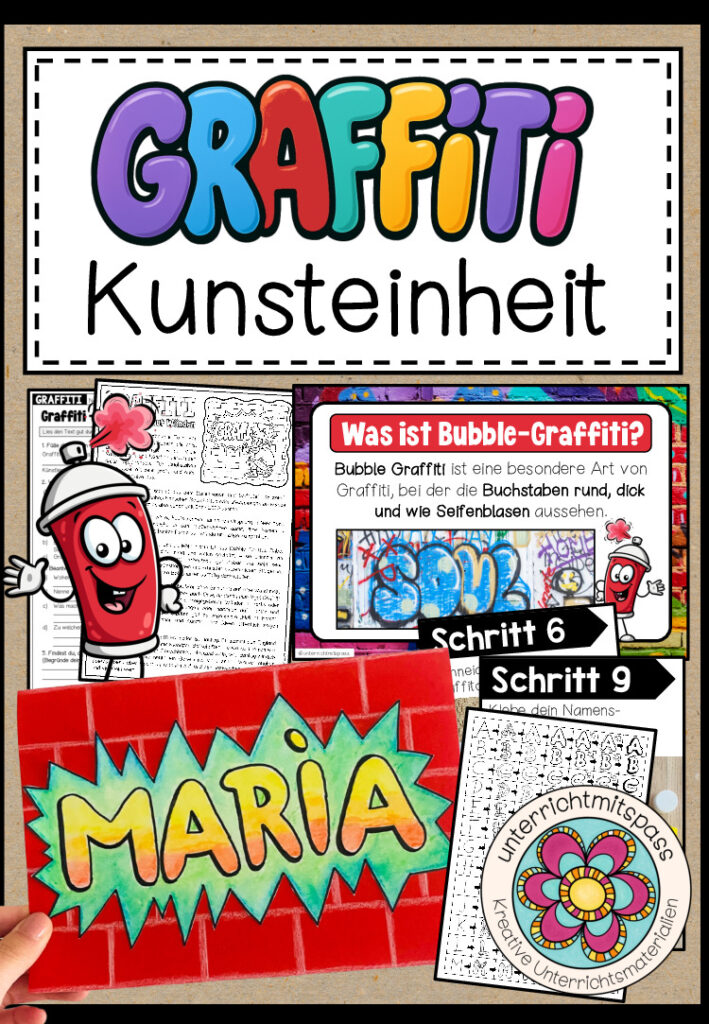 Graffiti Namensschilder – Kunstprojekt (fertig geplante Kunststunde)