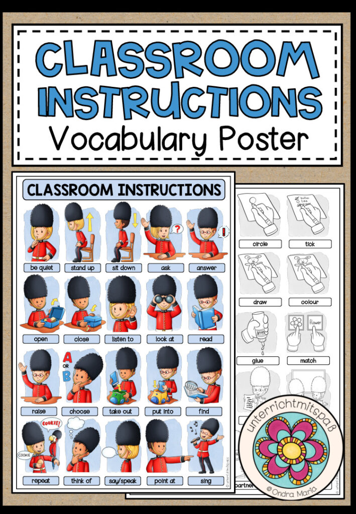 Classroom Instructions – Vocabulary Poster (Farbe und s/w)