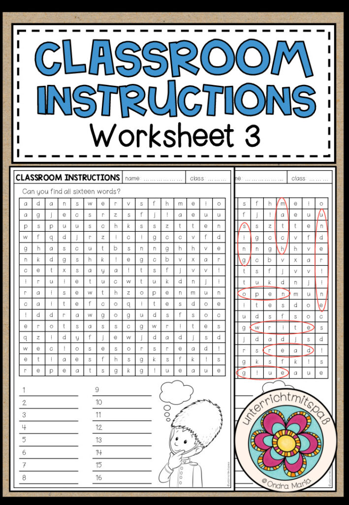 Classroom Instructions – Worksheet 3