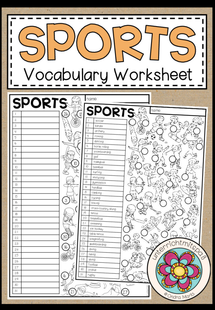 SPORTS – Vocabulary Worksheet (3-fach differenziert)