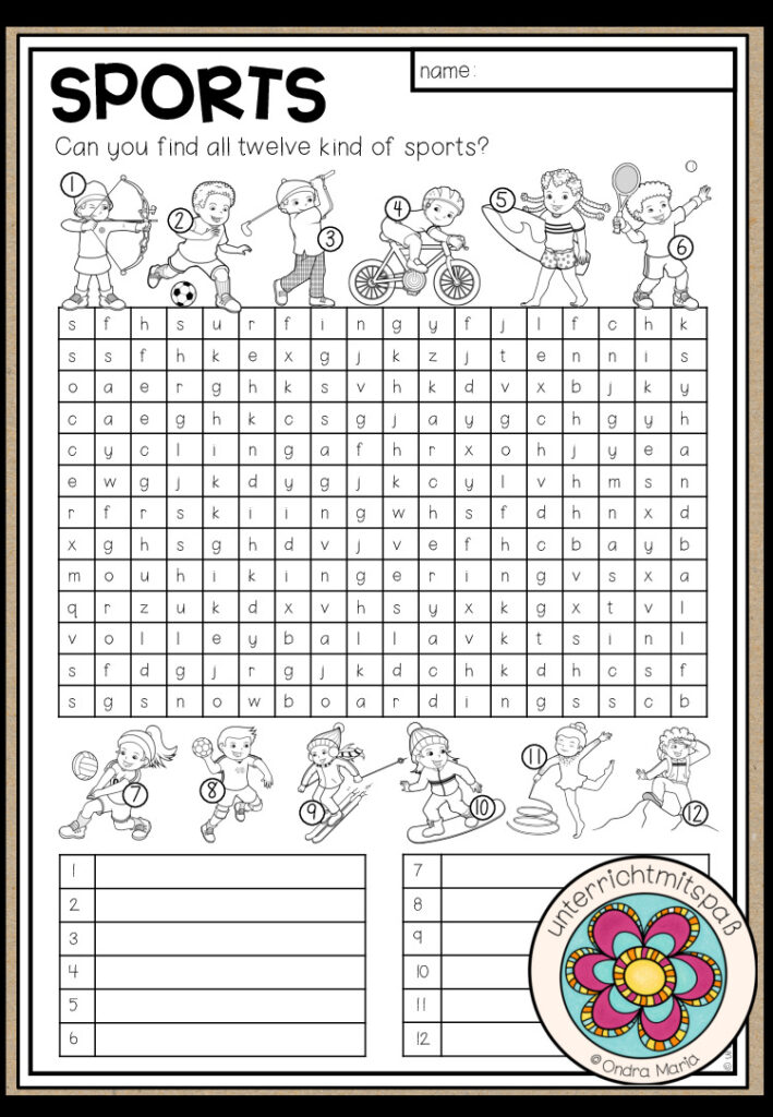 SPORTS – Wordsearch