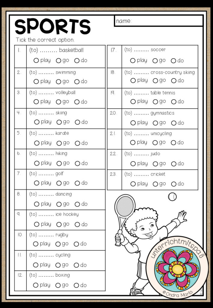 SPORTS – Working on verbs
