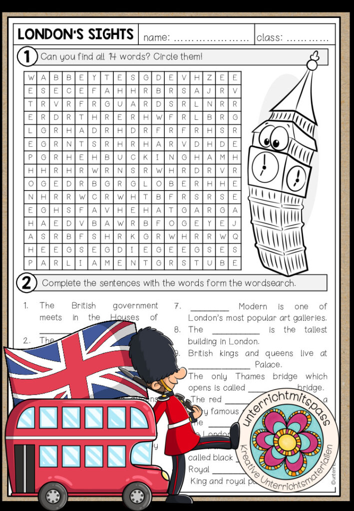 LONDON – Word Search (Worksheet)