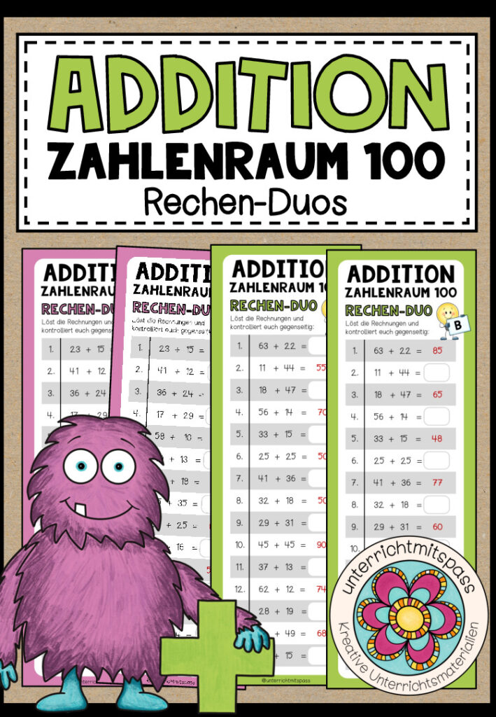 ADDITION (Zahlenraum 100) – 3 Rechen-Duos