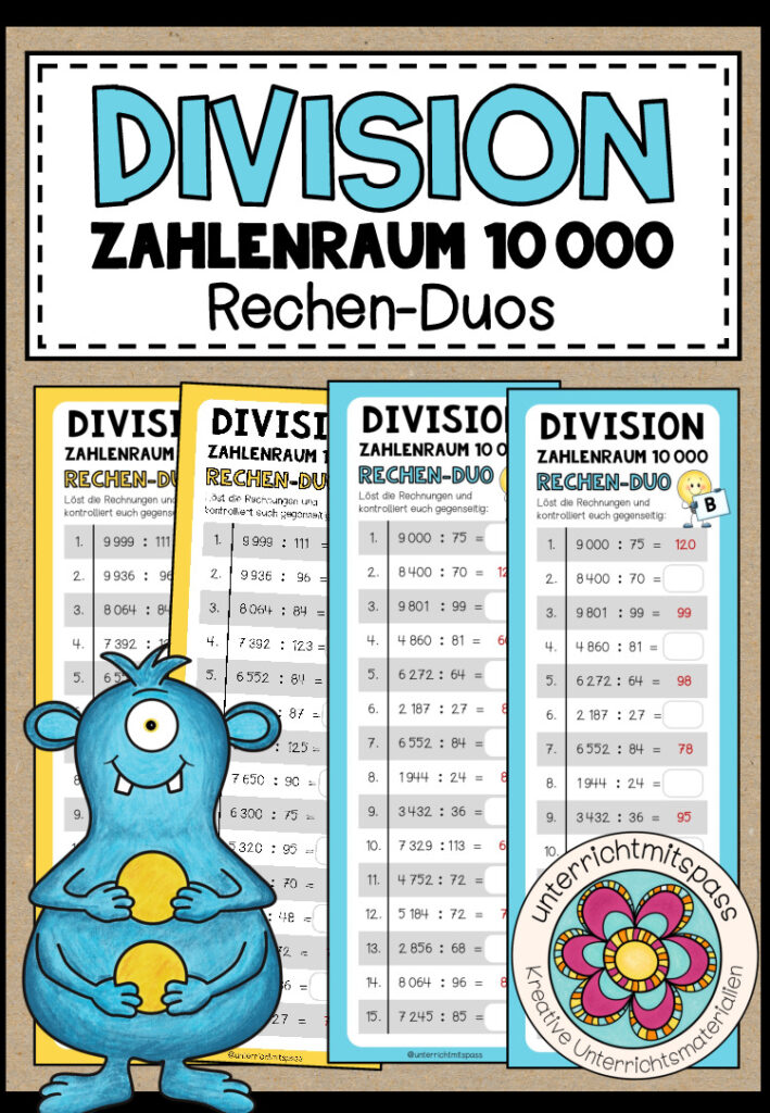 DIVISION (Zahlenraum 10 000) – 3 Rechen-Duos