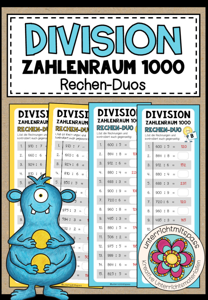 DIVISION (Zahlenraum 1000) – 3 Rechen-Duos