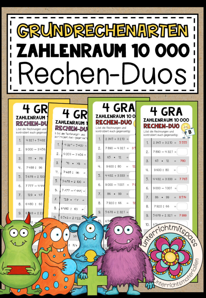 GRUNDRECHENARTEN (Zahlenraum 10 000) – 3 Rechen-Duos