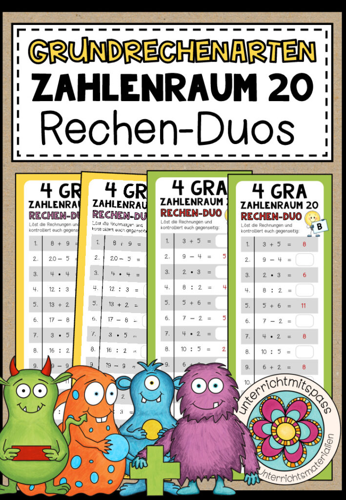 GRUNDRECHENARTEN (Zahlenraum 20) – 3 Rechen-Duos