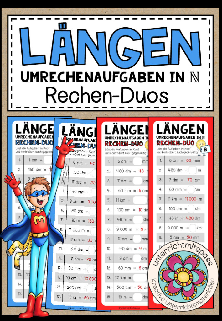 LÄNGEN (Umrechenaufgaben in N) – 3 Rechen-Duos