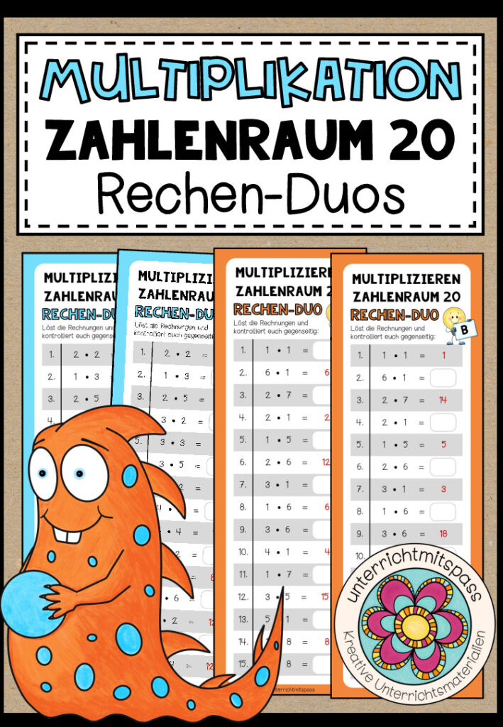 MULTIPLIKATION (Zahlenraum 20) – 3 Rechen-Duos