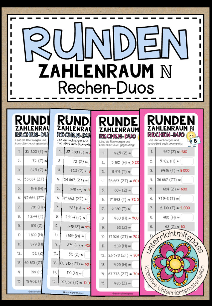RUNDEN (Zahlenraum N) – 3 Rechen-Duos